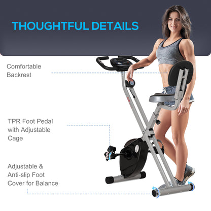 Soozier Foldable Indoor Stationary Bike with 8 Levels of Magnetic Resistance, Exercise Bike for Cardio Workout, Black
