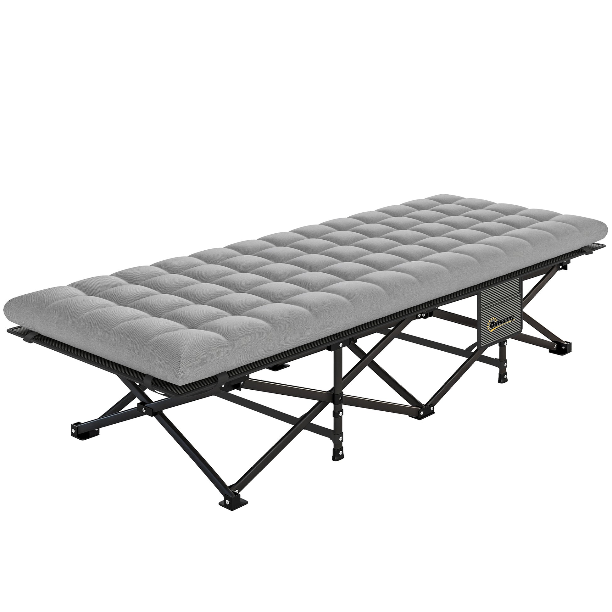 Camping Cot with Soft Pad, 32" Extra Wide Folding Cots with Non-Slip Feet and Carry Bag, Grey