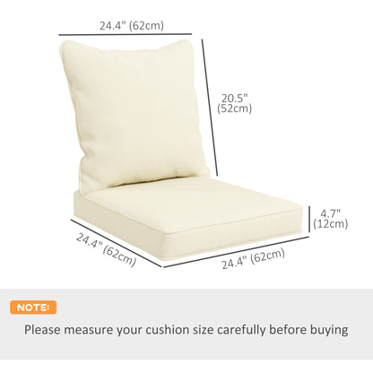 Seat Cushion Back Pillows Replacement Set of 2, Patio Chair Cushions Set for Indoor Outdoor, Cream White