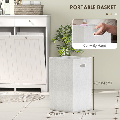 Laundry Cabinet, Tilt Out Laundry Hamper Cabinet with 2 Baskets, Bathroom Hamper Cabinet with 2 Drawers, White