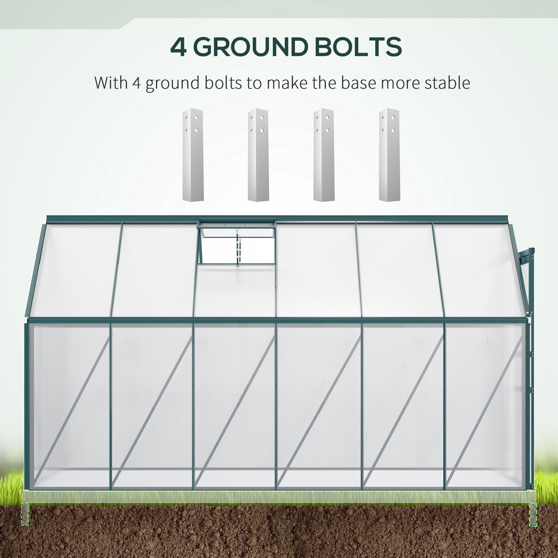 6' x 12' x 6.5' Polycarbonate Greenhouse, Walk-in Green House with Adjustable Roof Vent Galvanized Base Sliding Door Rain Gutter for Outdoor Garden Backyard, Green