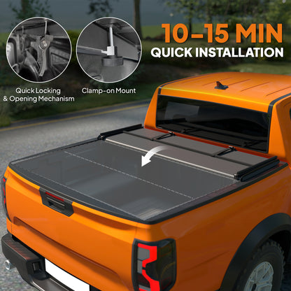 5'9" Soft Tri-Fold Truck Bed Tonneau Cover for 5.8 ft Bed, Truck Bed Cover with Seal Strip, Black