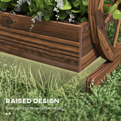 Wooden Wagon Planter Box, 3-Tier Raised Garden Bed, for Vegetables Flowers Herbs, 24" x 24" x 22", Carbonized