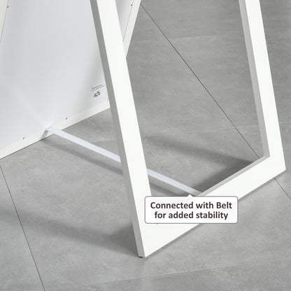 58" x 20" Full Length Mirror with Frame, Floor Standing Mirror, Rectangular Full Body Mirror for Bedroom, Living Room, White