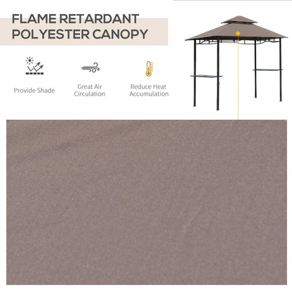 8' x 5' BBQ Grill Gazebo Tent with Double Tiered Canopy for Outdoor Sun Shade, Coffee