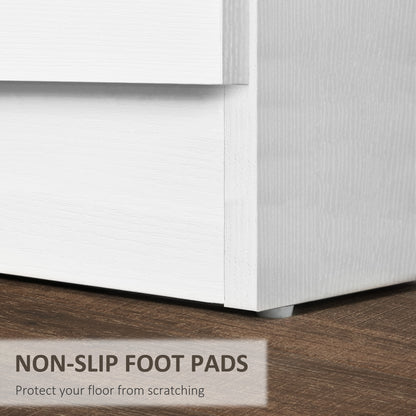 Bedside Table with 3 Drawers, Modern Wood Nightstand, Side Table with Anti-tipping Design for Bedroom, Set of 2, White