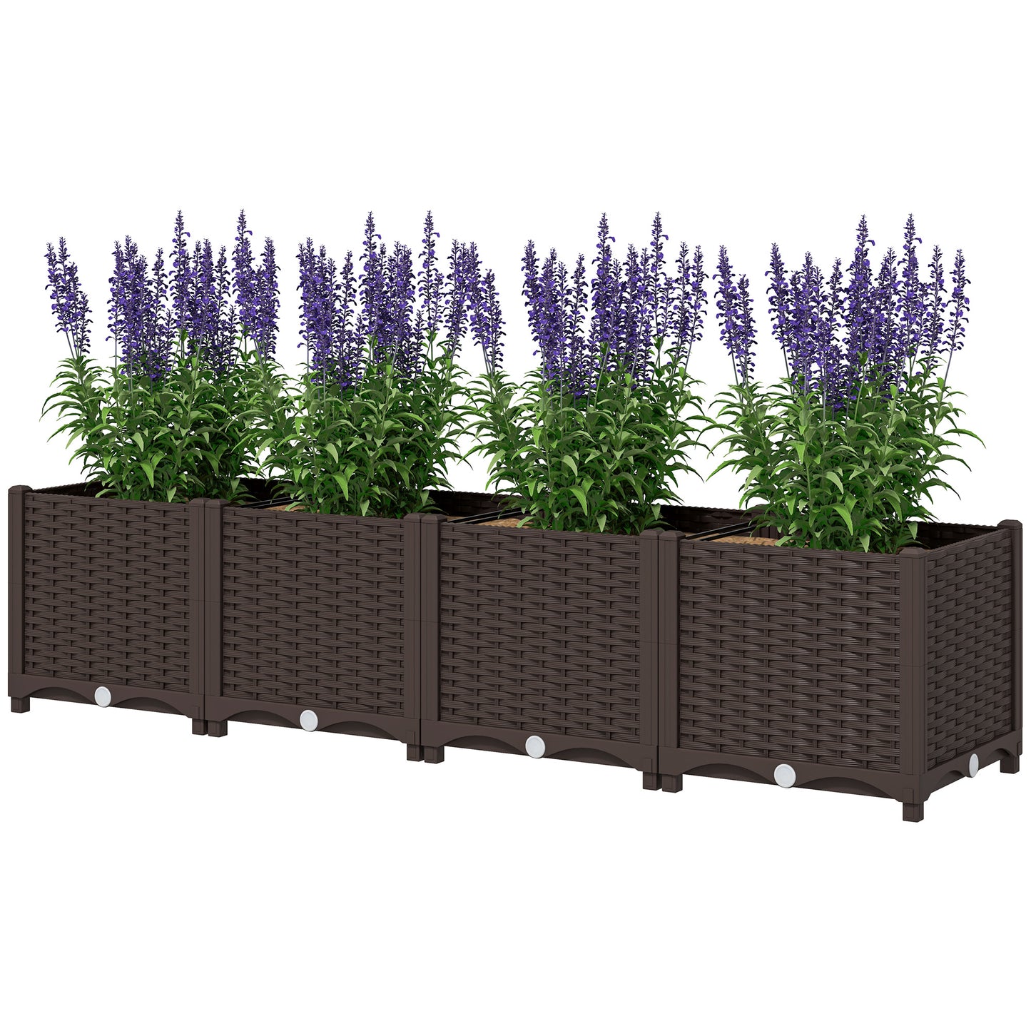 Plastic Raised Garden Bed, Outdoor Planter Box with Drainage Holes for Patio, Balcony, 63" x 15.7" x 14.6", Brown