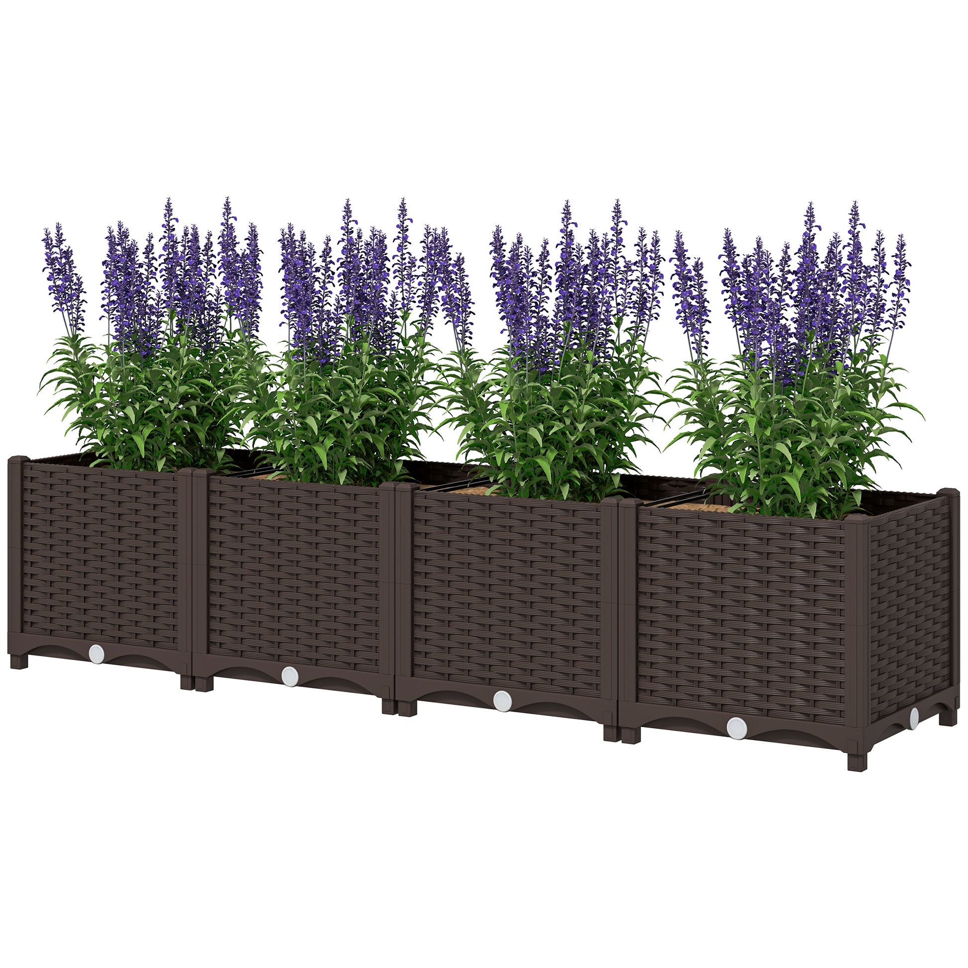 Plastic Raised Garden Bed, Outdoor Planter Box with Drainage Holes for Patio, Balcony, 63" x 15.7" x 14.6", Brown