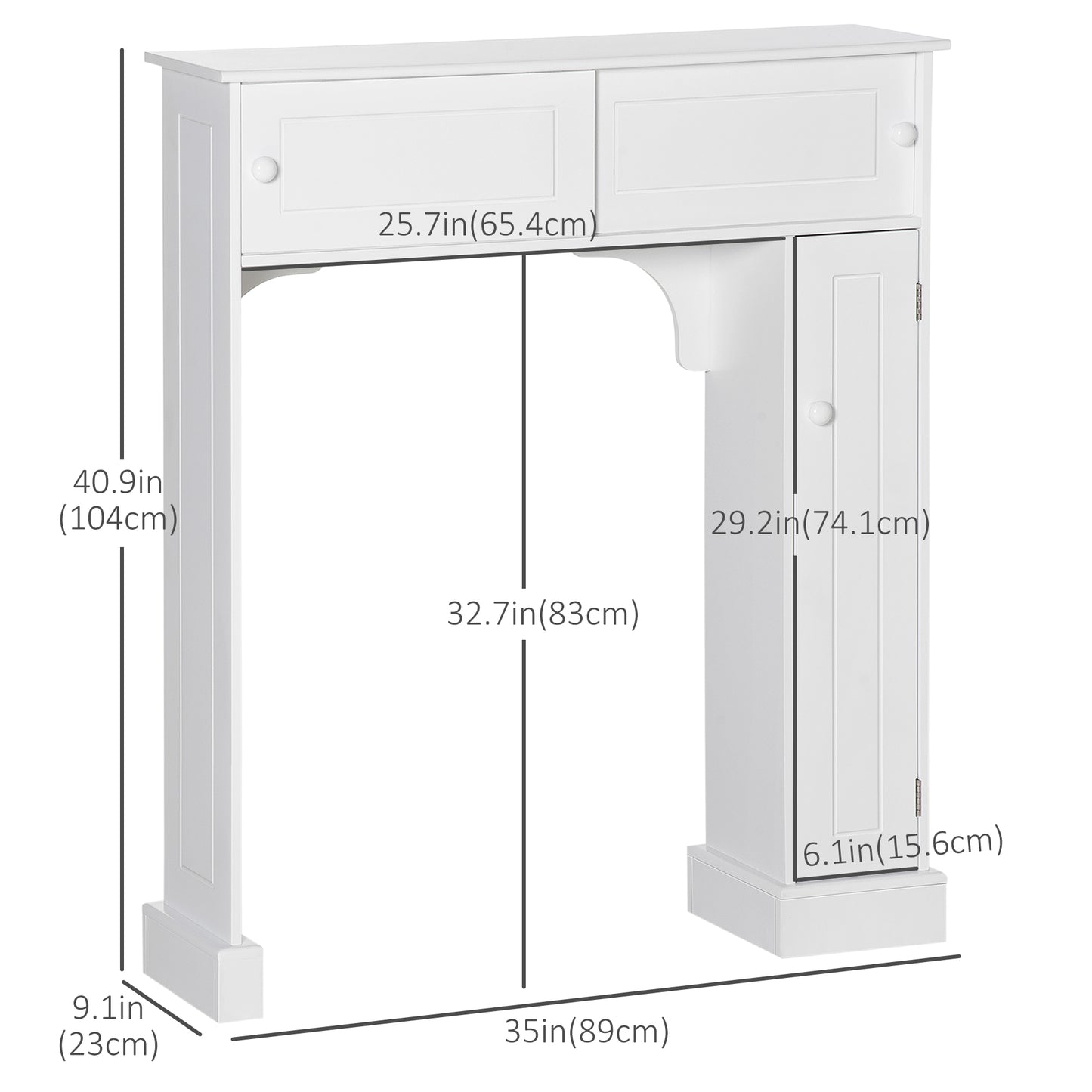 Modern Over The Toilet Storage, Bathroom Cabinets Over Toilet with 2 Sliding Doors, 3 Adjustable Shelves, White