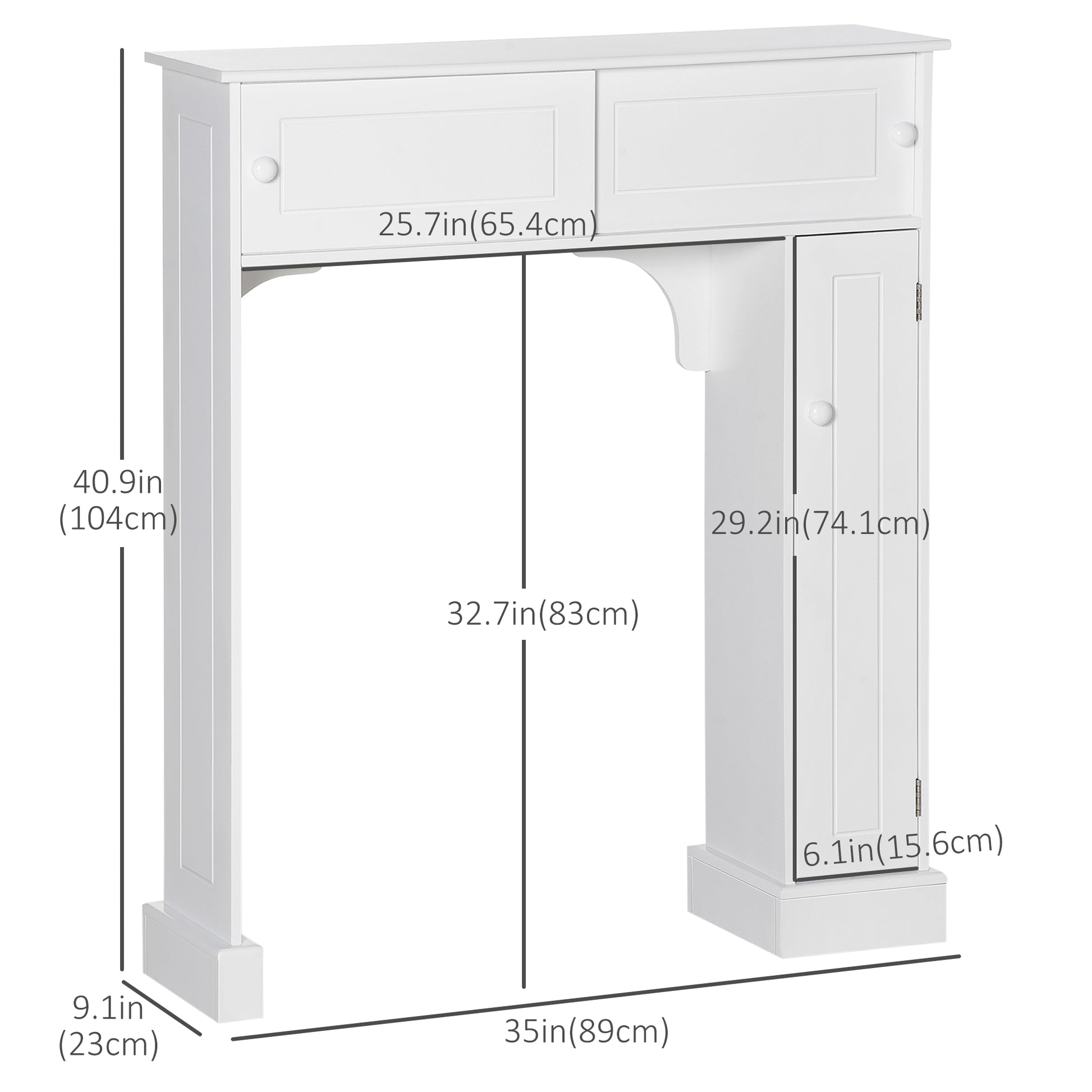 Modern Over The Toilet Storage, Bathroom Cabinets Over Toilet with 2 Sliding Doors, 3 Adjustable Shelves, White