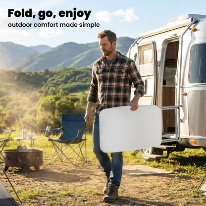 Folding Picnic Table 5-Level Height Adjustment, Portable Camping Table for Outdoor Indoor Use 30" x 20", White