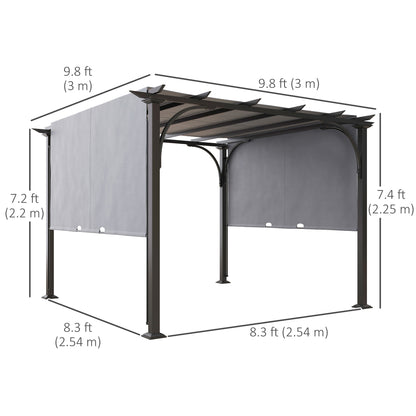 10' x 10' Outdoor Pergola Patio Gazebo Canopy Sun Shelter, Steel Frame, Grey