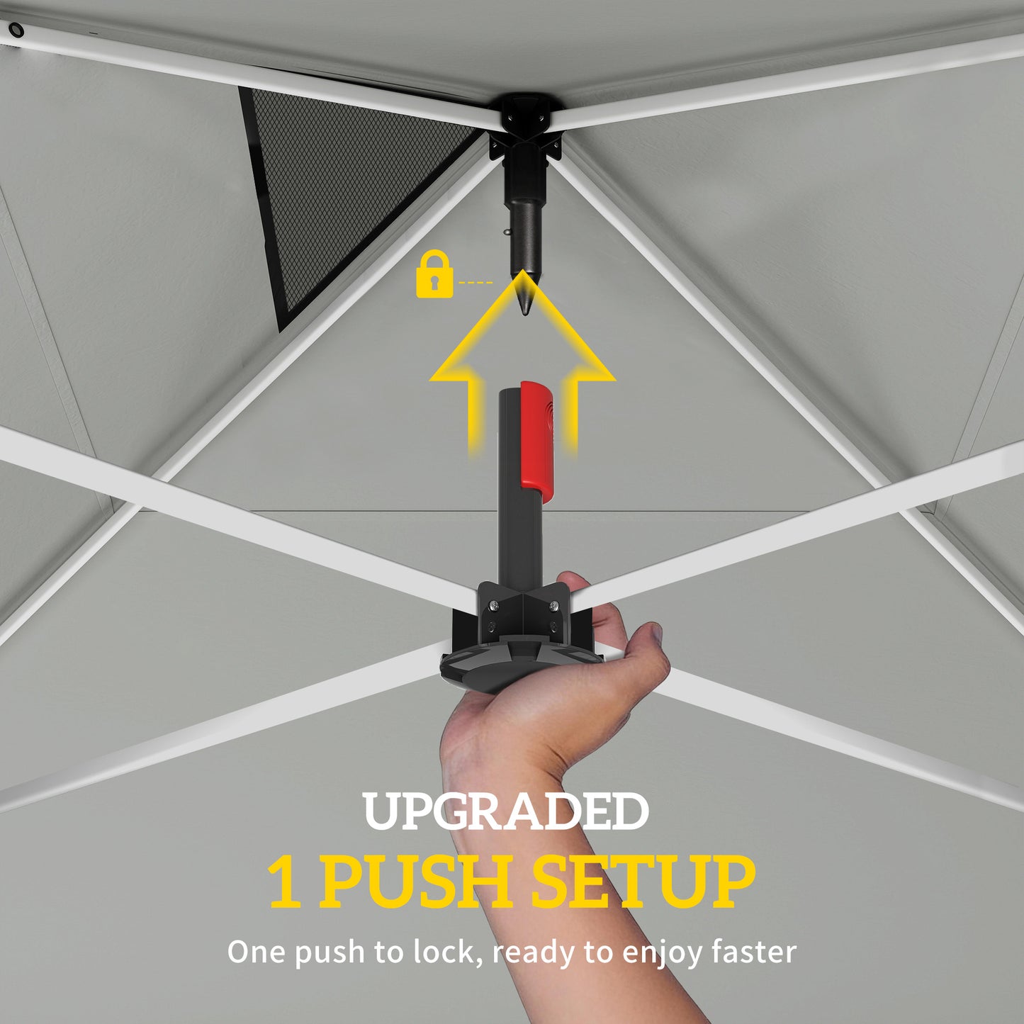9.6 x 9.6 ft Pop Up Canopy Tent with 3 Sidewalls, UPF 50+ 1-Button Push Easy Setup Outdoor Instant Canopy, Khaki