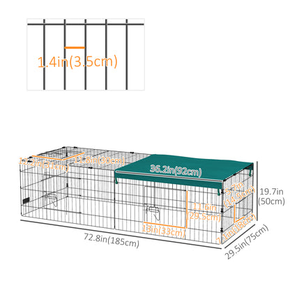 Small Animal Cage with Roof, Indoor/Outdoor Use, for Chicken, Rabbits, Chinchillas, 73" x 30" x 20", Green