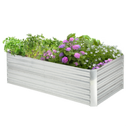 Galvanized Raised Garden Bed, Steel Outdoor Planters with Reinforced Rods, 71'' x 35'' x 23'', Silver