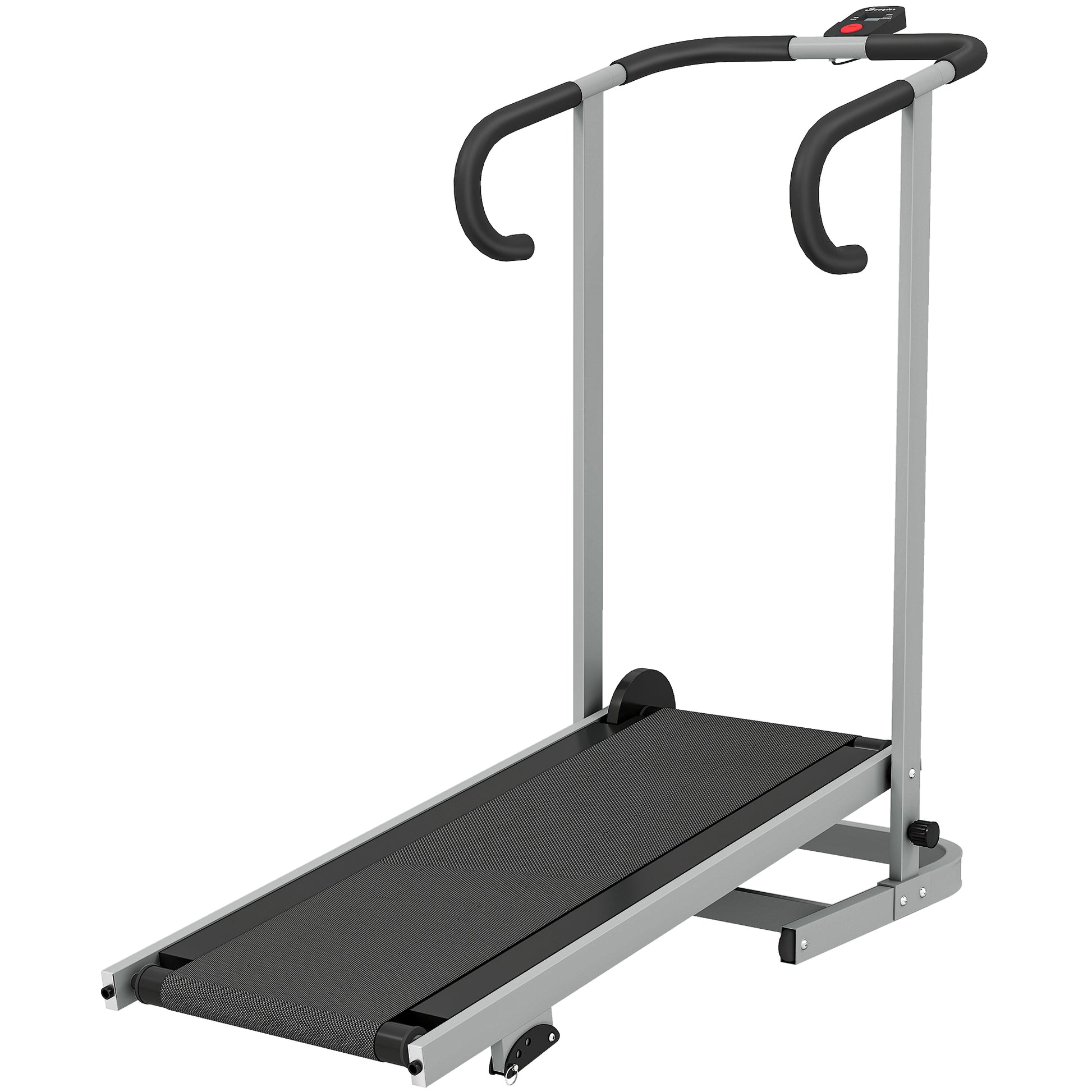 Soozier Walking Pad Treadmill with 16.5% Incline, Foldable Treadmill with LCD Monitor and Handle Bar for Home, Non-Electric
