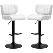 Swivel PU Leather Barstools Set of 2 Adjustable Bar Stools with Footrest Back for Kitchen Counter Dining Room White
