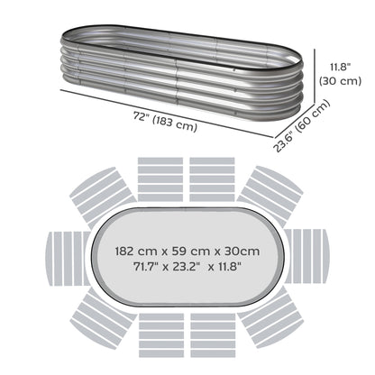 Galvanized Raised Garden Bed, 6 x 2 x 1 Modular Metal Garden Beds with Rubber Strip Edging, Heavy-Duty Outdoor Planter Box for Vegetables, Flowers and Herbs, Silver