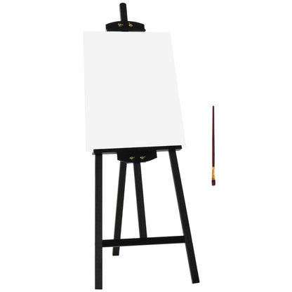 55" Pine Wood Painting Easel Stand, Adjustable Folding Art Easel, Tilts up to 75° for Adults, Begginners and Students, Black