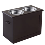 Elevated Dog Bowls for Large Dogs with Storage 2 Stainless Steel Dog Bowls， Elevated Base for Large Dogs, Coffee