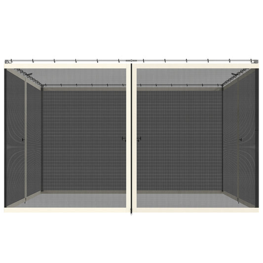 Replacement Mosquito Netting for Gazebo 10' x 12' Black Screen Walls for Canopy with Zippers, Cream White