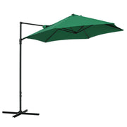 8.5FT Offset Patio Umbrella with 360° Rotation, Outdoor Cantilever Roma Parasol Hanging Sun Shade Canopy Shelter with Cross Base, Green
