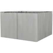 Gazebo Curtains, 10' x 10' Universal Replacement Privacy Curtain, 4-Panels Sidewall with Hooks/C-Rings, Light Grey