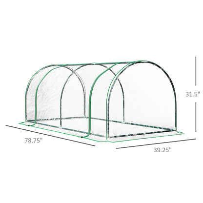 6' x 3' x 2.6' Mini Greenhouse Portable Hot House for Plants with Zippered Doors for Outdoor, Indoor, Garden, Clear