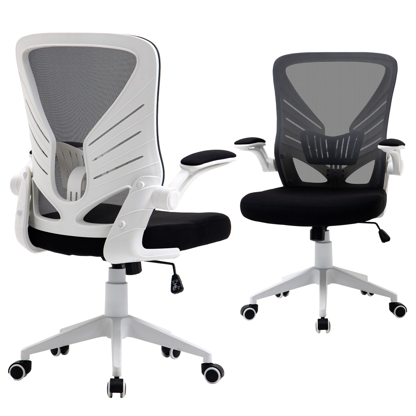 Mesh Office Chair Swivel Task Desk Chair with Lumbar Back Support, Flip-Up Arm, Adjustable Height Office, Grey/Black