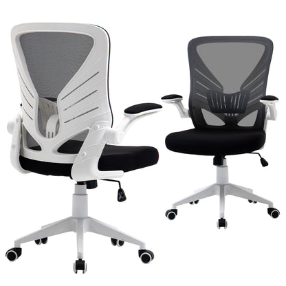 Mesh Office Chair Swivel Task Desk Chair with Lumbar Back Support, Flip-Up Arm, Adjustable Height Office, Grey/Black