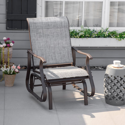 Outdoor Glider Chair, Patio Glider with Steel Frame and Mesh Fabric, Outdoor Patio Chair for Backyard, Garden and Porch, Grey