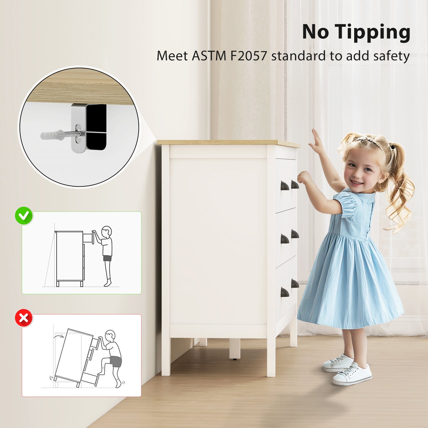 Chest of Drawers with Quiet Slides, Modern 6 Drawer Dresser for Bedroom, Closet, Living Room, Entryway, White