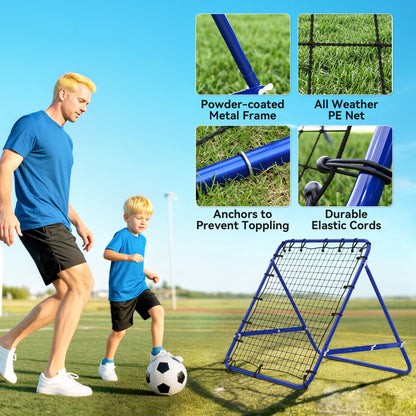 Volleyball Rebounder Net Football Training Aid Kickback Target Play Blue