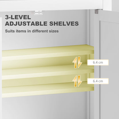 Bathroom Cabinet Wall Mounted, Modern Bathroom Wall Cabinet with 2 Doors and 2 Adjustable Shelves, White