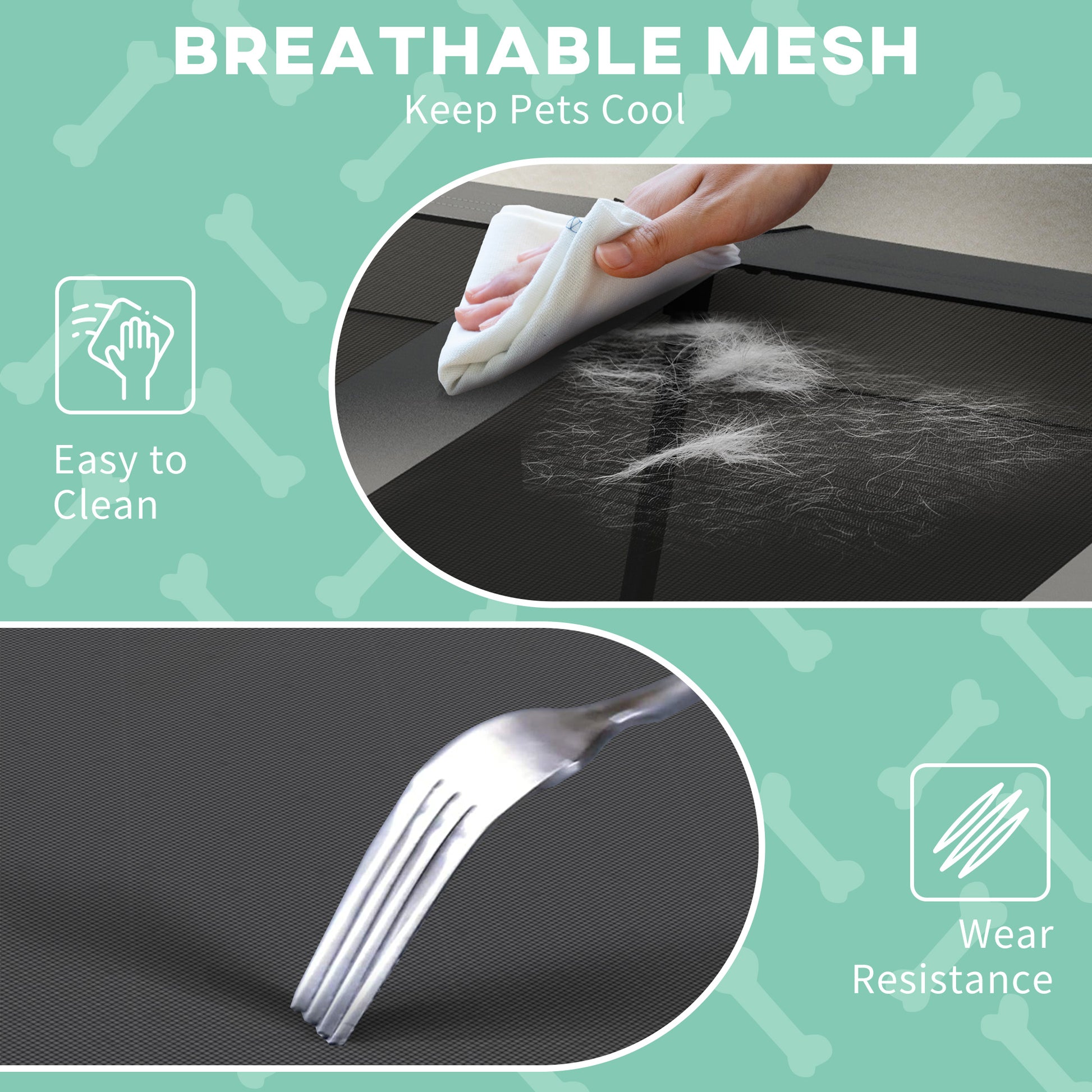 Raised Dog Bed Cooling Dog Cot w/ Canopy Washable Breathable Mesh, for Large Dogs, Light Grey