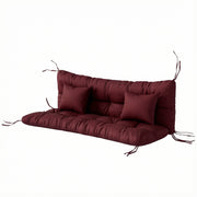 4-Piece Back and Seat Cushion Pillows Replacement and Pillows, Patio Chair Cushions Set with Ties, Wine Red
