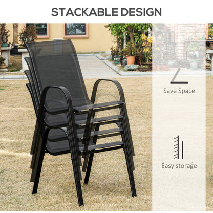 4-Piece Outdoor Dining Chair for Relaxing on Patio Balcony Garden, Comfortable Outdoor Furniture with Armrests, Black