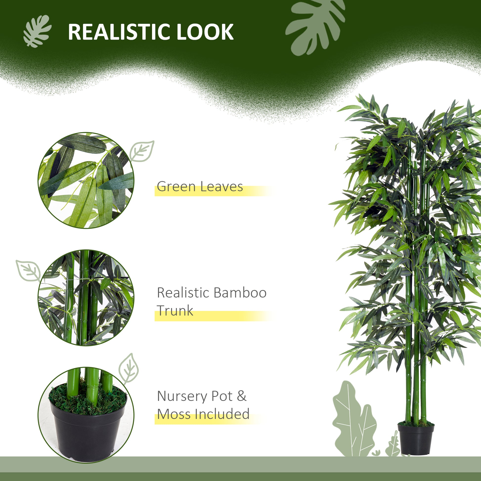 6FT Artificial Bamboo Tree Fake Decorative Plant with Nursery Pot for Indoor Décor