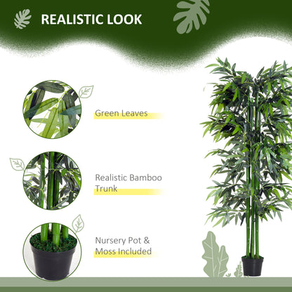 6FT Artificial Bamboo Tree Fake Decorative Plant with Nursery Pot for Indoor Décor