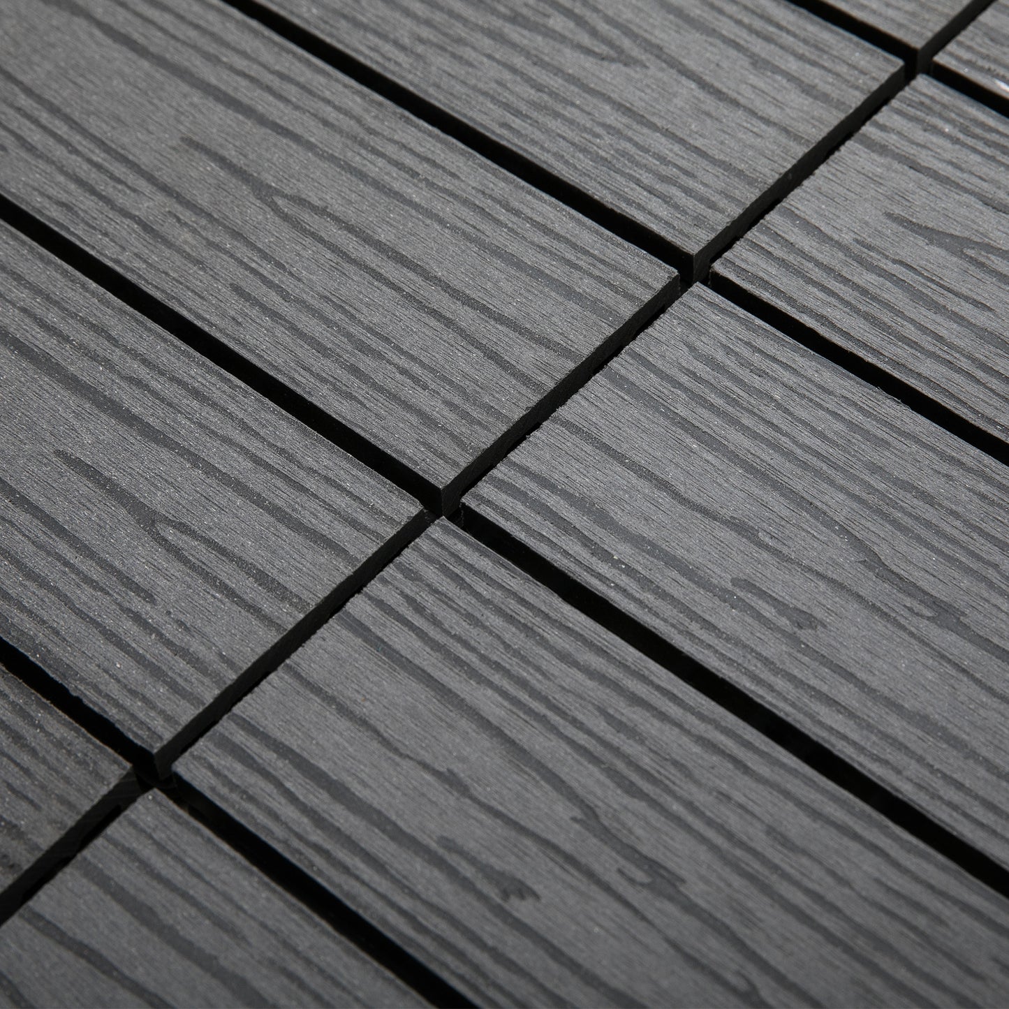 WPC Interlocking Deck Tiles, 11 Pack 12" x 12" Outdoor Tiles, Tools Free Assembly, Waterproof and Non-slip Patio Flooring, Grey
