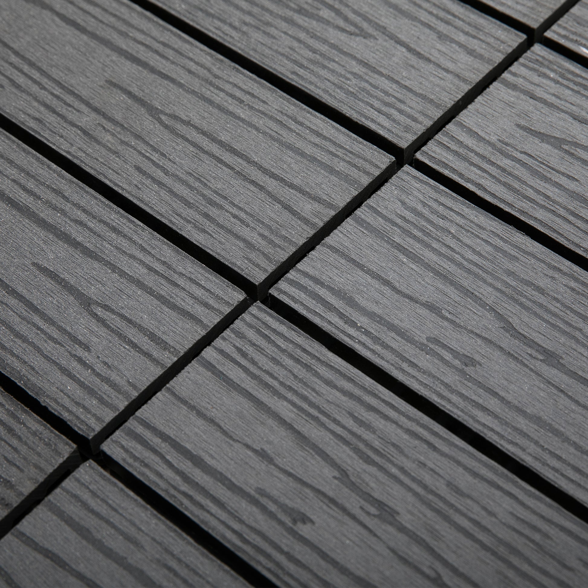 WPC Interlocking Deck Tiles, 11 Pack 12" x 12" Outdoor Tiles, Tools Free Assembly, Waterproof and Non-slip Patio Flooring, Grey