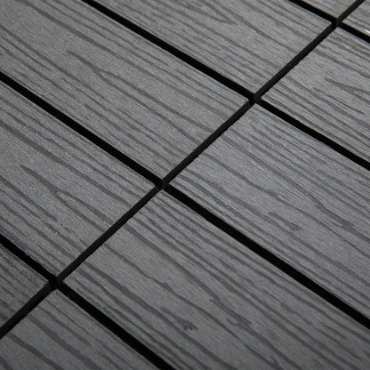 WPC Interlocking Deck Tiles, 11 Pack 12" x 12" Outdoor Tiles, Tools Free Assembly, Waterproof and Non-slip Patio Flooring, Grey