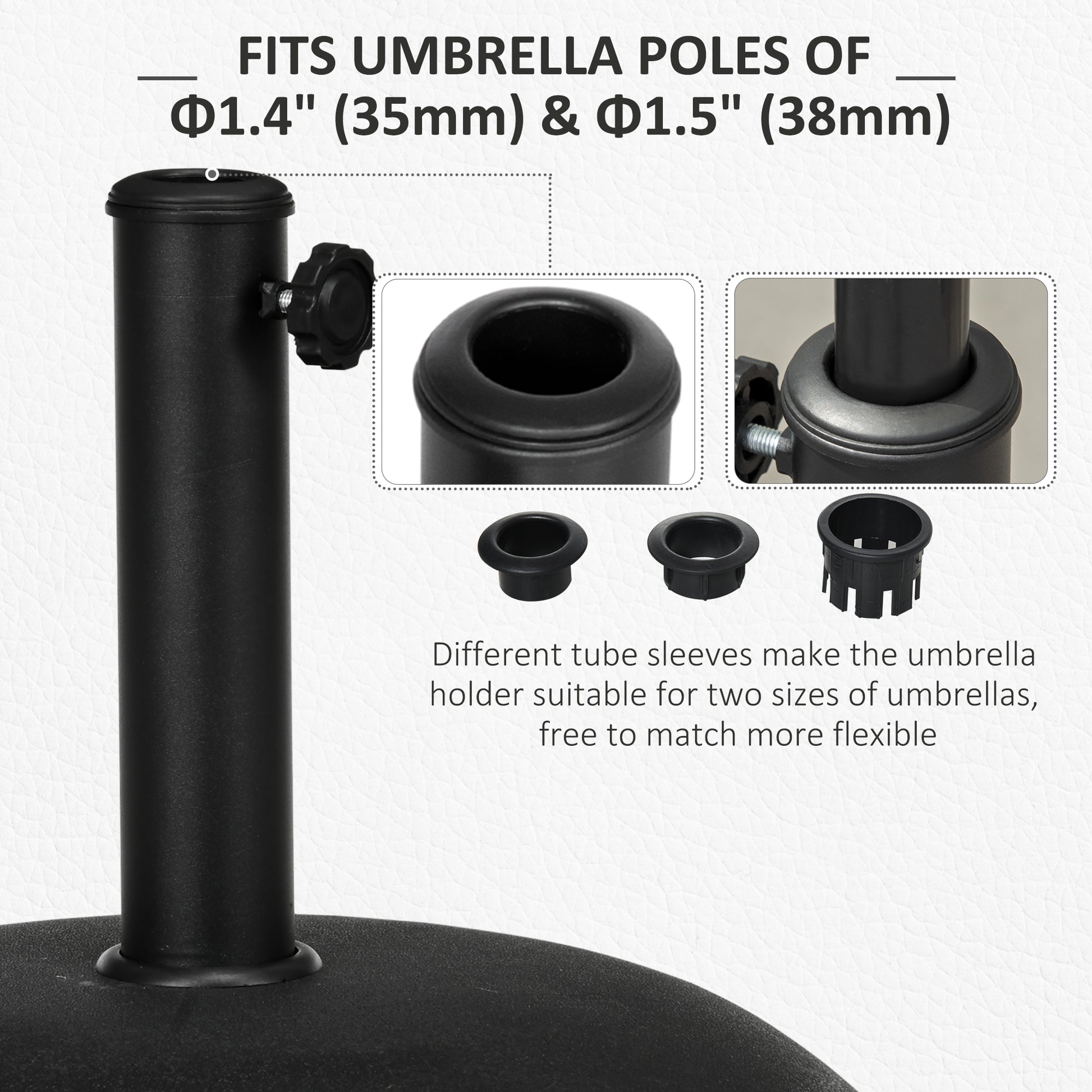 44 lbs Cement Round Umbrella Base Holder 19" Heavy Duty Parasol Stand for Patio, Outdoor, Backyard, Black