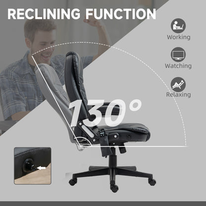 Executive Massage Chairs Heated High Back Reclining Office Chair Swivel Leather Adjustable Vibrating Furniture Black