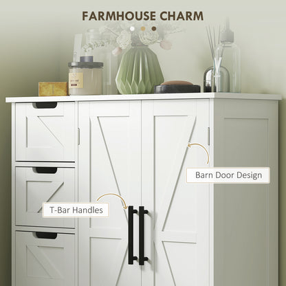 Bathroom Floor Cabinet, Farmhouse Bathroom Storage Cabinet with Adjustable Shelf, White