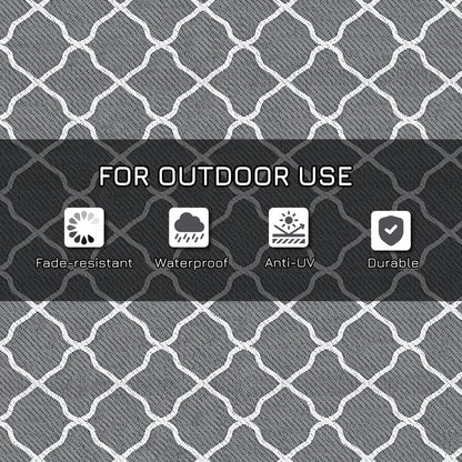 Waterproof Outdoor Rug, 6' x 9' RV Rug Reversible Mat for Backyard, Deck, Picnic, Beach, Camping, Grey & White Net