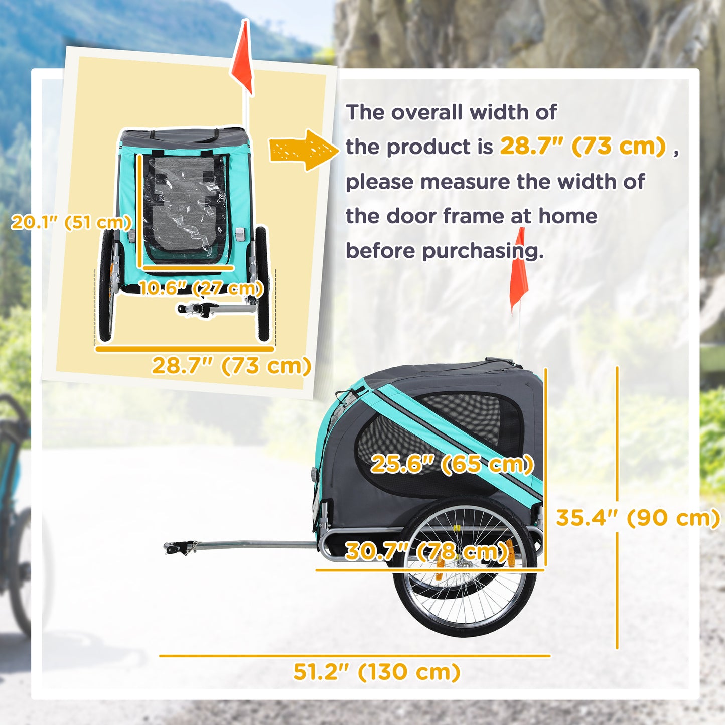 Aosom Dog Bike Trailer Pet Cart Bicycle Wagon Cargo Carrier Attachment for Travel with 3 Entrances Large Wheels for Off-Road & Mesh Screen, for Small Medium Dogs, Green