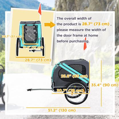 Aosom Dog Bike Trailer Pet Cart Bicycle Wagon Cargo Carrier Attachment for Travel with 3 Entrances Large Wheels for Off-Road & Mesh Screen, for Small Medium Dogs, Green