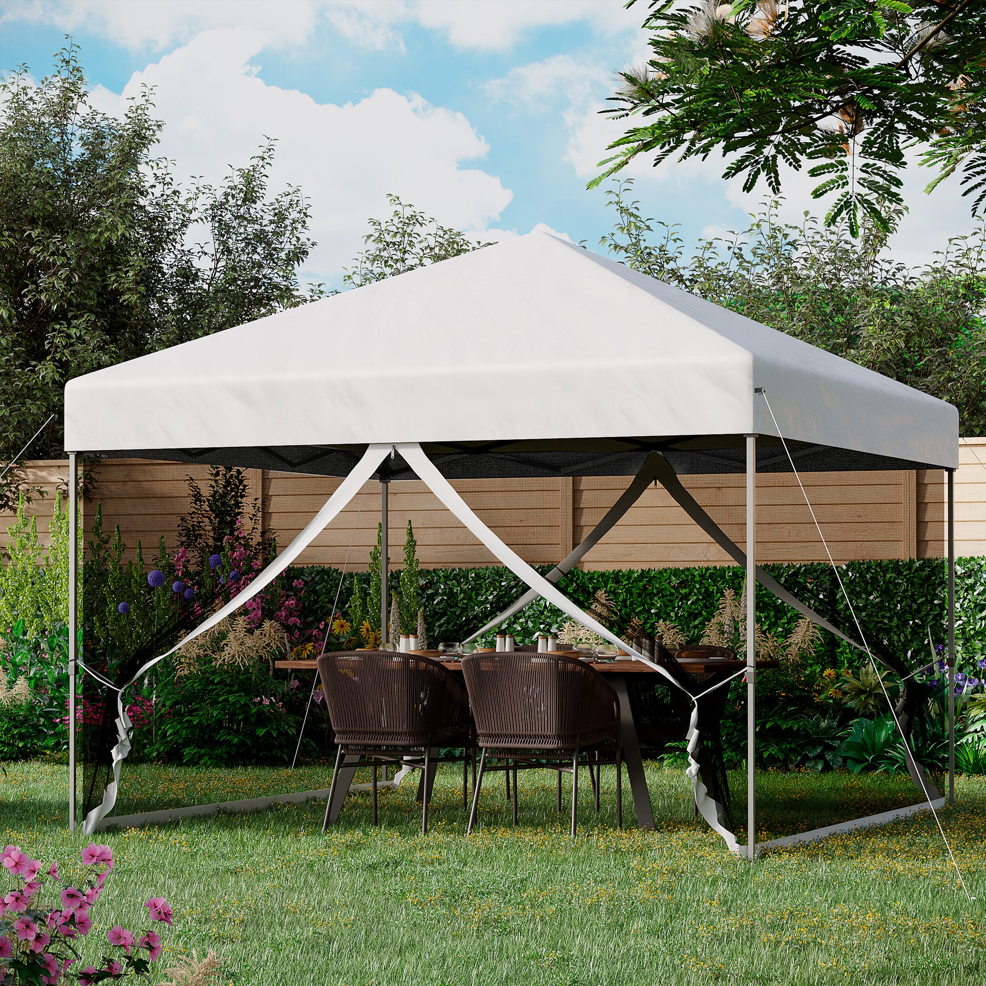 10' x 10' Pop-Up Canopy Tent Outdoor Party Tent, 3-Level Adjustable Height, Silver