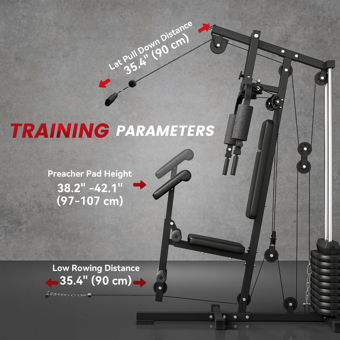 Soozier Multi-Exercise Home Gym Station with 99lbs Weight Stack, for for Back, Chest, Arms, Full Body Workout